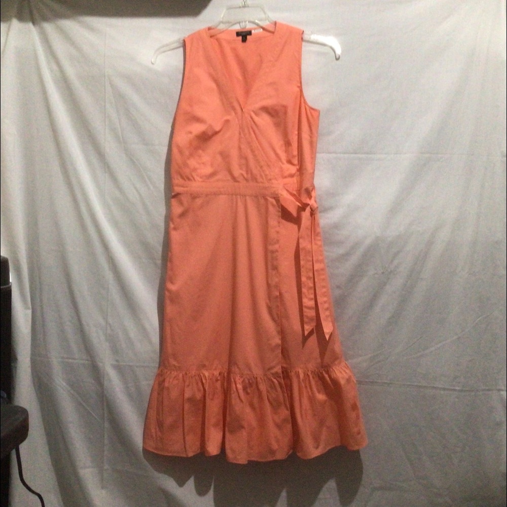 Talbots Petite Shade Of Orange Wrap Around Dress, Size 6 Petite.